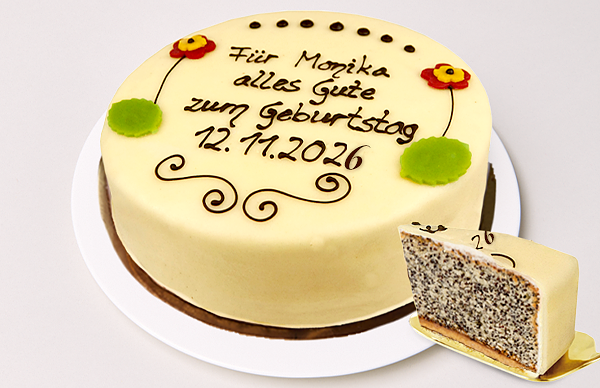 Große beschriftbare Mohntorte