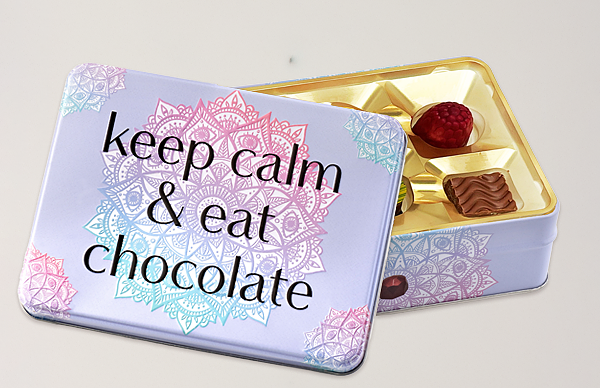 Präsentdose „keep calm & eat chocolate“