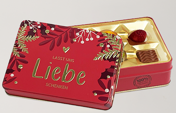 Präsentdose „Lasst uns Liebe schenken“